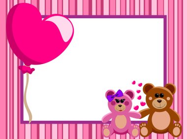Sevgililer günü çerçevesi seviyorum veya kenarlık teddy birkaç el ele aşık ayılar