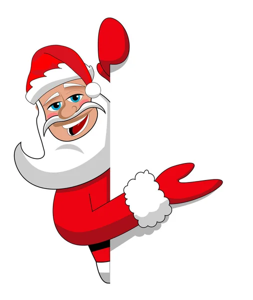 Santa Claus Rajzfilm Üres Fehér Billboard Jel Elkülönített Bemutatása — Stock Vector