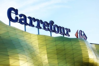 Carrefour mağazası logosu Fransız Uluslararası hipermarket zinciri