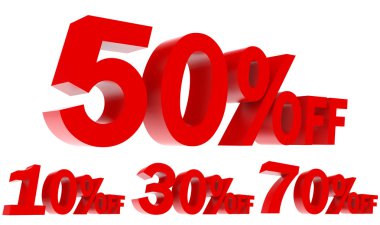 beyaz üzerine 3d metin kapalı kırmızı satış promosyon yüzde featuring 3d çizimler