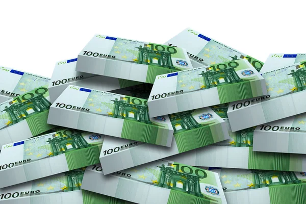 Packung Mit 100 Euro Scheinen Isoliert — Stockfoto