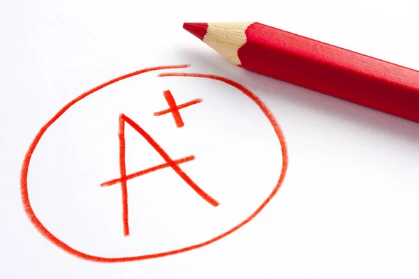 Red Pencil Grade Mark — Stock Photo, Image