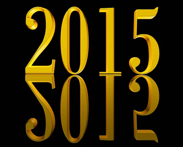 Lysande Gyllene Text Nyår 2015 Svart Bakgrund Med Reflektion — Stockfoto