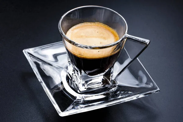Üveg Csésze Eszpresszó Kávéfőző Fekete Üveg Aljjal — Stock Fotó