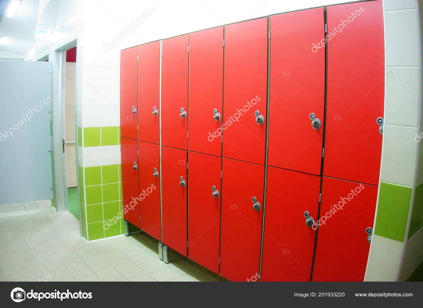 Changing Dressing Room Red Closed Lockers Stock Photo by ©canbedone