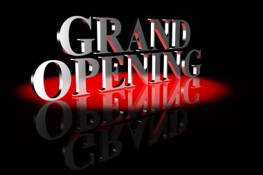 3d metin siyah ayna yüzey siyah arka plan üzerinde kırmızı nokta ışıkla aydınlatılmış açılış gümüş zarif Grand featuring 3d çizim