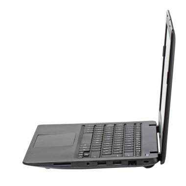 Bilgisayar laptop ile boş göstermek izole yan görünüm