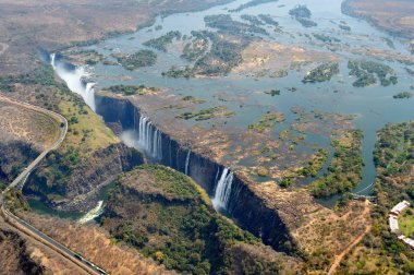Victoria Falls havadan görünümü Zambezi Nehri Zimbabve Afrika