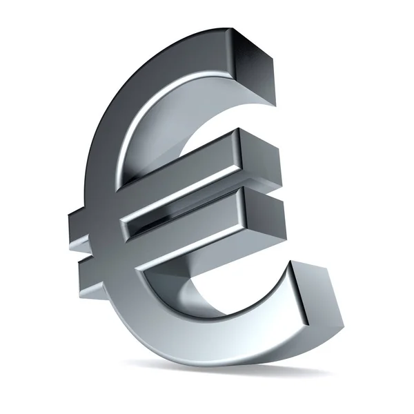 Illustration Featuring Mettalic Euro Symbol White — Stock Photo, Image