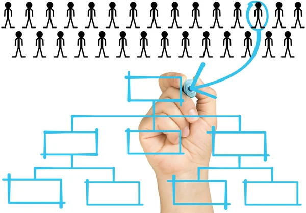 Hand Selecting Best Candidate Place Highest Position Organizational Chart Clear — Stock Photo, Image