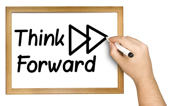 Hand Writing Think Forward Whiteboard Isolated — Stock Photo, Image