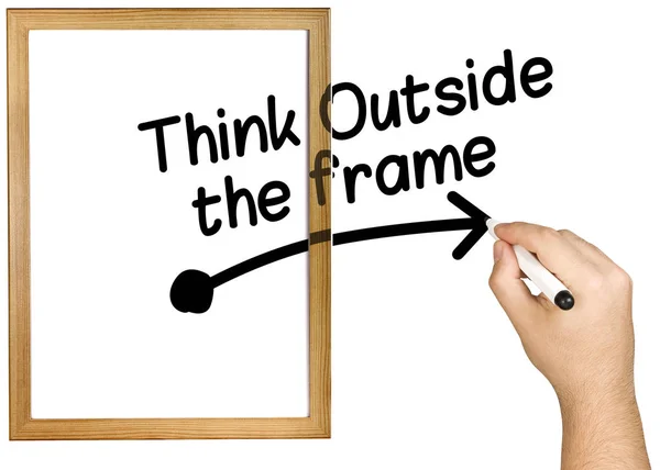 Hand Writing Think Frame Whiteboard — Stock Photo, Image