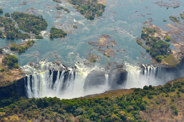 Victoria Falls havadan görünümü Zambezi Nehri Zimbabve Afrika