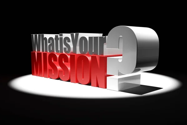 Illustration Featuring Mettalic What Your Mission Question Illuminated Spotlight Black — Stock Photo, Image