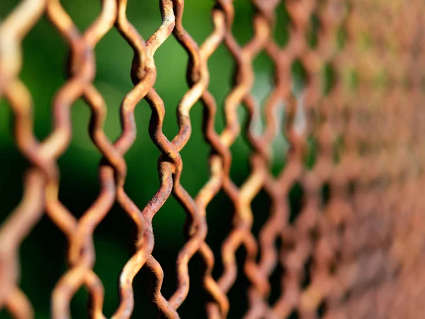 Μέταλλο Σκουριασμένο Φράχτη Δίχτυ — Φωτογραφία Αρχείου