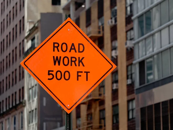 Дорожня Робота Знак 500 Футів — стокове фото