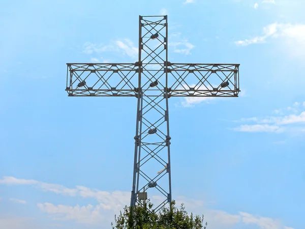 Mettallic Cross Top Cengio Mountaiun Veneto Italy — Stock Photo, Image