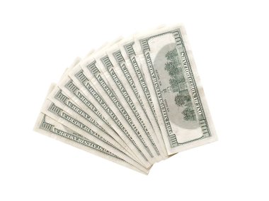 Üstten görünüm izole fan 100 ABD veya bize dolar geri