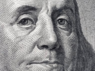 Portre portre Benjamin Franklin 100 Amerikan Doları bill