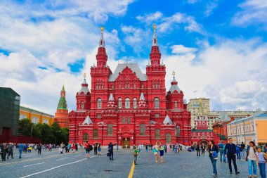 Moskova, Rusya - Eylül 2016: Devlet Tarih Müzesi dış cephe