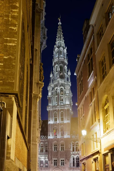 Brussel Ayuntamiento Noche Primer Plano — Foto de Stock