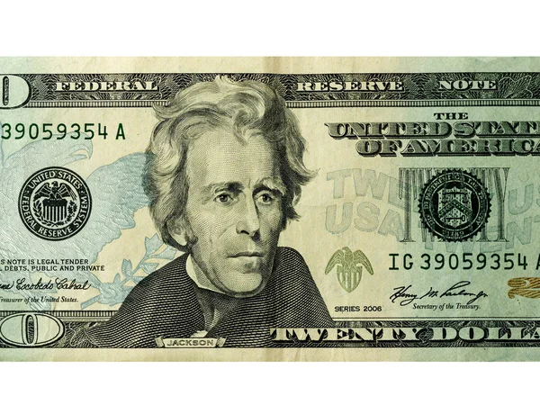 Dólares Dinheiro Eua Nota Americana Isolada Branco — Fotografia de Stock