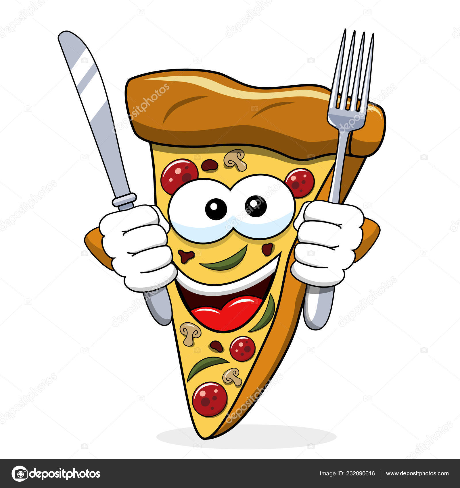 Pizza Slice Cartoon Funny Fork Knife Eating Hungry Isolated White Stock Vector Image by ©canbedone #232090616 Pizza Slice Cartoon Funny Fork Knife Eating Hungry Isolated White Stock Vector Image by ©canbedone #232090616