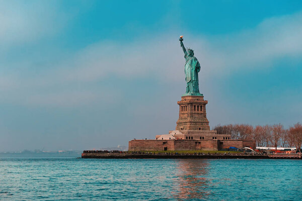 Statue of liberty wide view Manhattan New york City