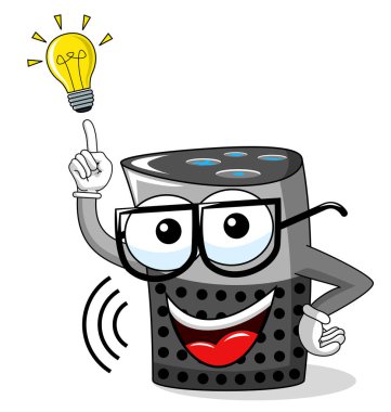 smart speaker cartoon funny idea innovation lightbulb isolated on white clipart