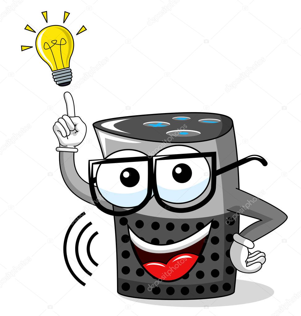 smart speaker cartoon funny idea innovation lightbulb isolated on white