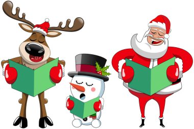 Çizgi film Noel Baba Ren geyiği ve Noel şarkısı şarkı kardan adam