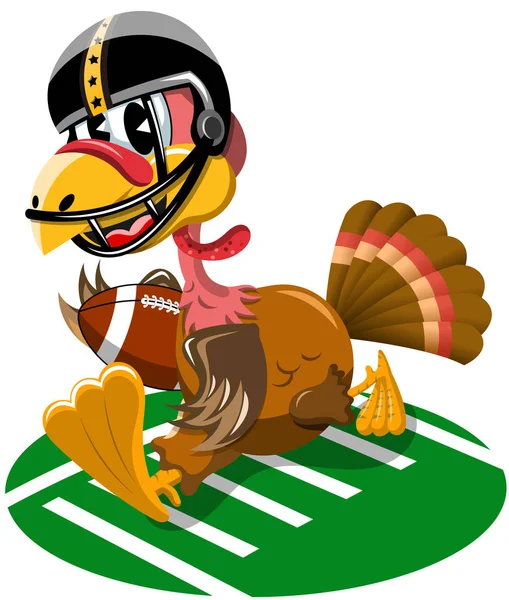 Thanksgiving Turkey Playing American Football Isolated — Stock Vector