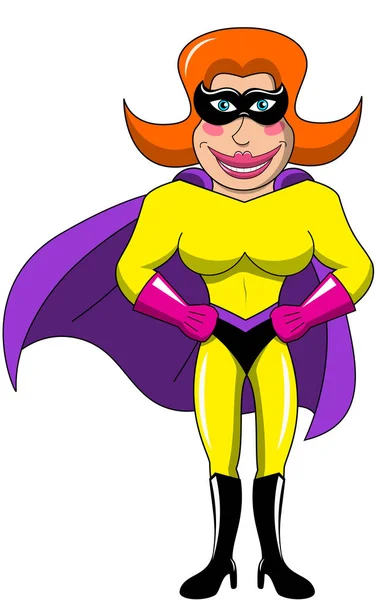 Mulher Mascarada Super Herói Com Mãos Quadril Isolado —  Vetores de Stock