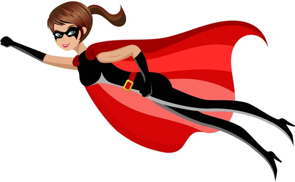 Superhero Woman Flying Terisolasi - Stok Vektor