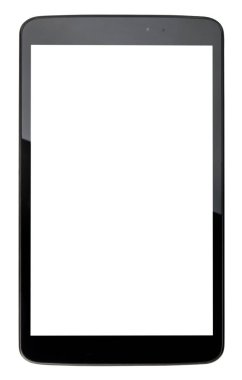 Siyah tablet pc ile izole boş beyaz ekran