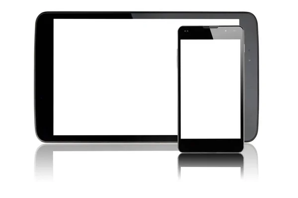 Tábla Smartphone Val Üres Fehér Képernyő — Stock Fotó