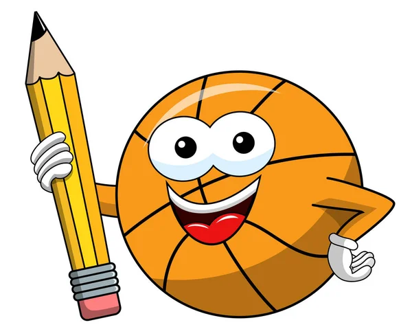 バスケット ボール漫画の面白いキャラクター鉛筆の分離ホワイト — ストックベクタ