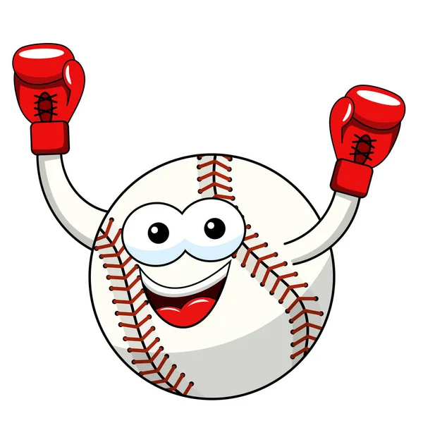 Bola Beisebol Personagem Mascote Cartoon Vencedor Boxer Vetor Isolado Branco — Vetor de Stock