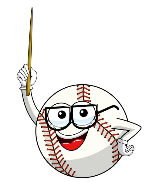 Baseballfigur Maskottchen Cartoon Vektor Lehrer Professor Isoliert Auf Weiß — Stockvektor