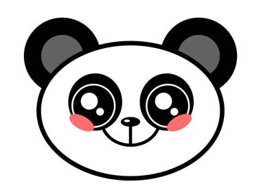 Sevimli Panda kawaii yüz vektör çizim tasarım üzerinde beyaz izole yüz