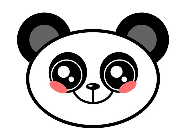 可爱的熊猫脸卡瓦伊脸矢量插图设计隔离在白色 — 图库矢量图片
