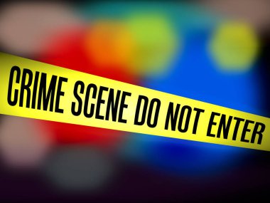 Teyp sarı bariyer olay bulanık polis arka planı girmeyin