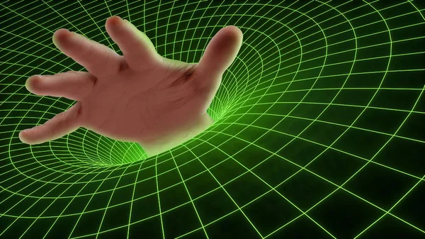 Χέρι που πνίγεται σε μια μαύρη τρύπα τεχνολογία στον κυβερνοχώρο — Φωτογραφία Αρχείου