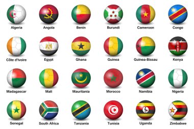 futbol topları bayraklar ülkeler final Turnuvası 2019 Afrika Kupası futbol