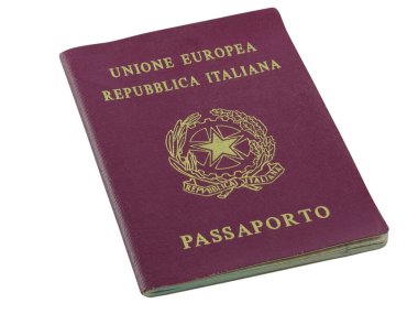 İtalya Cumhuriyeti pasaportu beyaza izole edildi
