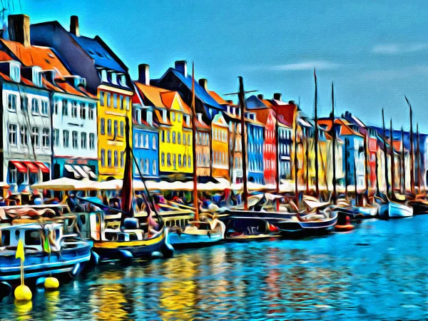 Nyhavn Kopenhag Danimarka Renkli Evler — Stok fotoğraf