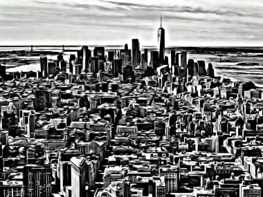 Resim efekti B & W monokrom mimari gökdelenler Manhattan New York şehri ABD