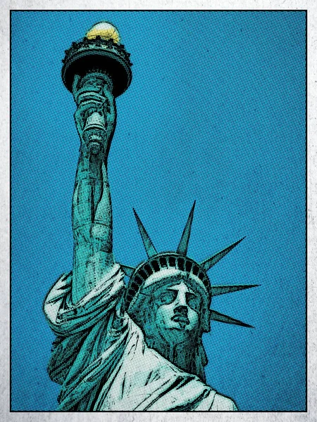 Özgürlük Anıtı Veya Özgürlük Heykeli Manhattan New York Abd Komik — Stok fotoğraf