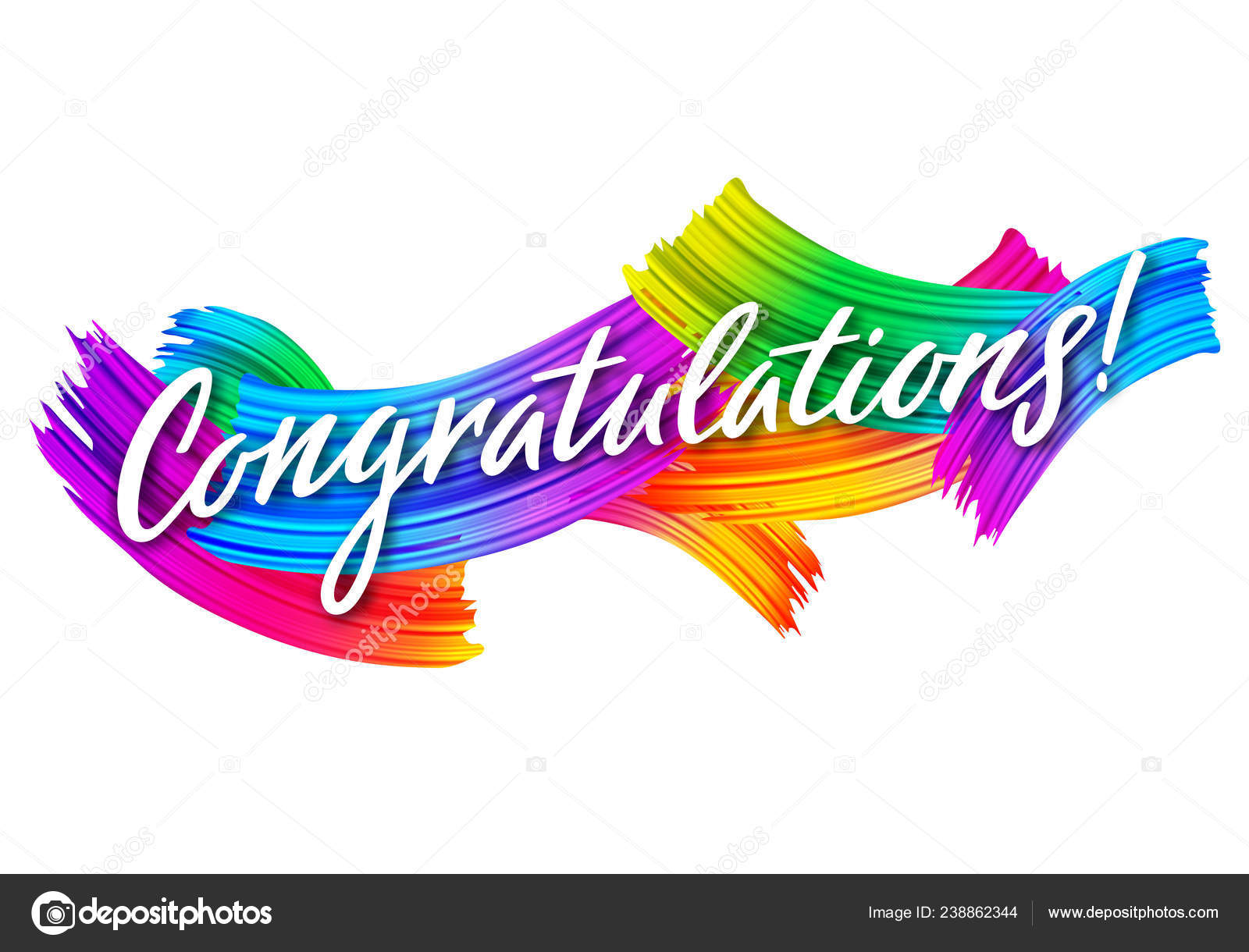 Congratulations Banner with Colorful Paint Brush Strokes. Congrats