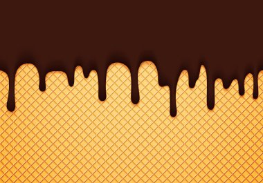 Çikolatalı dondurma sır ve gofret ile soyut vektör Banner. Lezzetli yemek arka plan